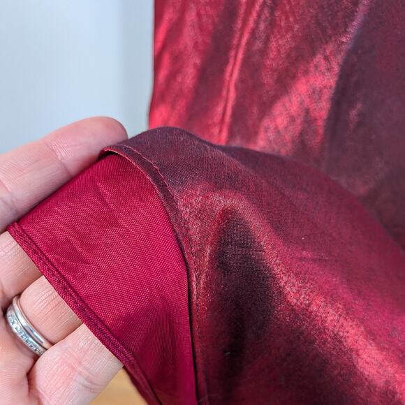 Vintage Prom Dress Maxi Gown 8 Red 90s Y2K Corset Nites Goth Satin Glam Grunge - Picture 10 of 12